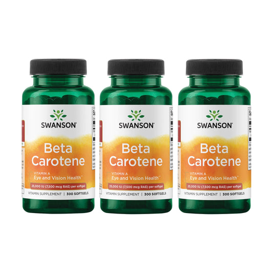 Swanson Beta-Carotene eye health bottle highlights vision support and antioxidant benefits.