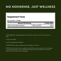 Swanson Beta-Carotene immune support softgels with vitamin A and antioxidants.