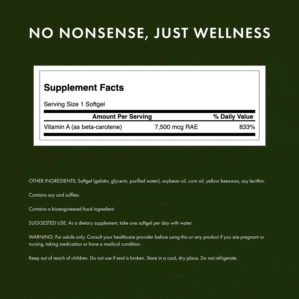 Swanson Beta-Carotene label closeup highlights potency and quality testing for shoppers