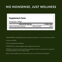 Swanson Beta-Carotene label closeup highlights potency and quality testing for shoppers