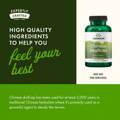 Swanson Chinese Skullcap capsule in hand for convenient daily use.