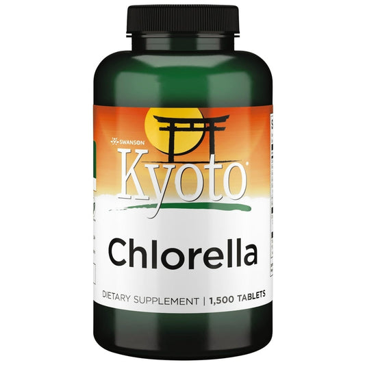 Swanson chlorella bottle front, a high-potency greens supplement for daily wellness.
