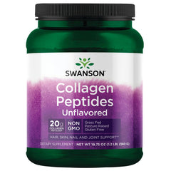 Swanson Collagen Peptides unflavored bottle for hair, skin and joint support.
