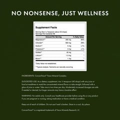 Swanson Concentrace trace mineral drops in a glass of water for easy mineral addition