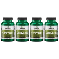 Swanson Cordyceps 600 mg bottle with capsules, potentially supporting daily energy