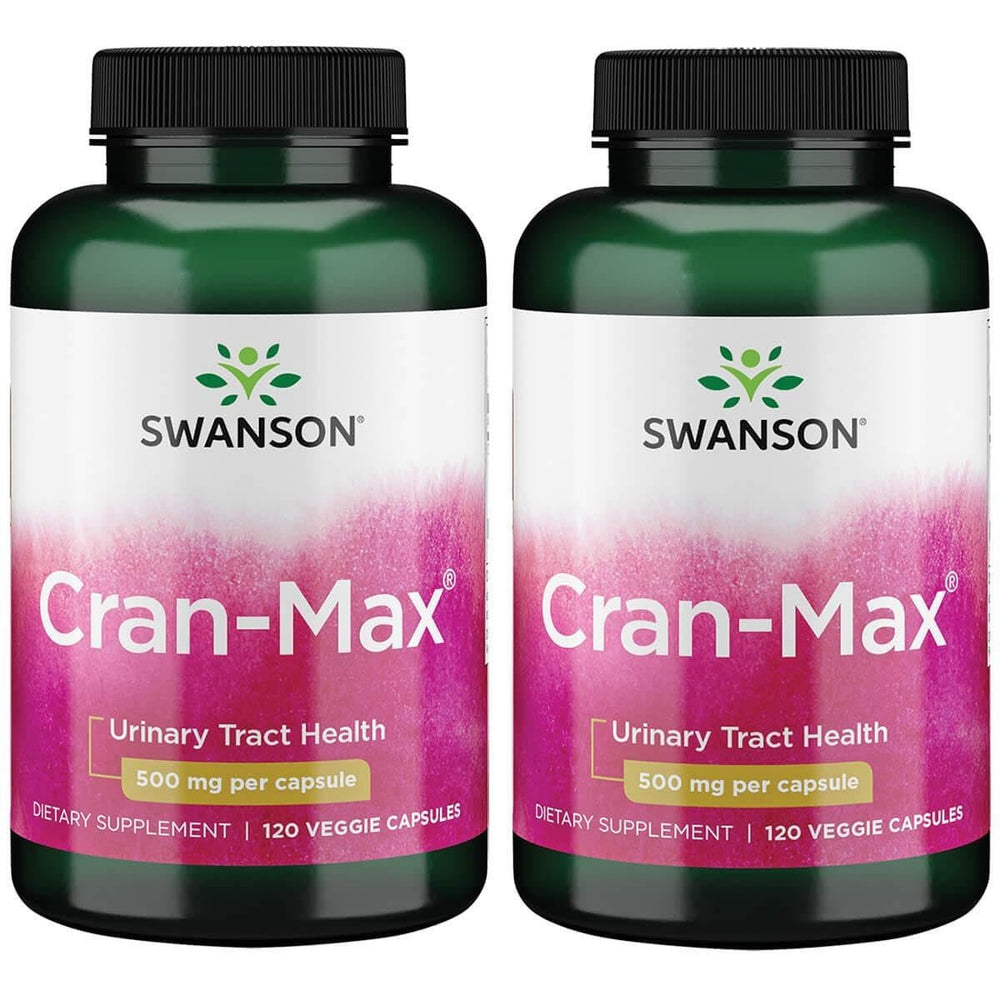 Swanson Cran-Max 500 mg veg caps bottle supports urinary tract function and kidney health.