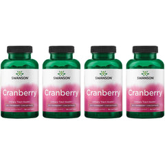 Swanson Cranberry bottle-front view showing 4 pack and 180 softgels for daily urinary health support