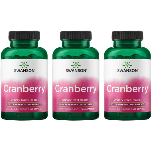 Swanson Cranberry softgels bottle showing 20:1 concentrate potency for daily support