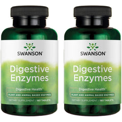 Swanson Digestive Enzymes bottle from a 2-pack supports digestion and nutrient absorption.