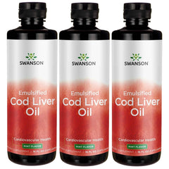 Swanson emulsified cod liver oil mint flavor 16 oz bottle for easy daily supplementation