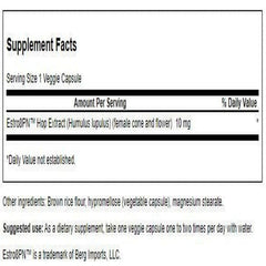 Close-up of Swanson Estro8Pn hop extract capsules, vegetarian formula for daily wellness.