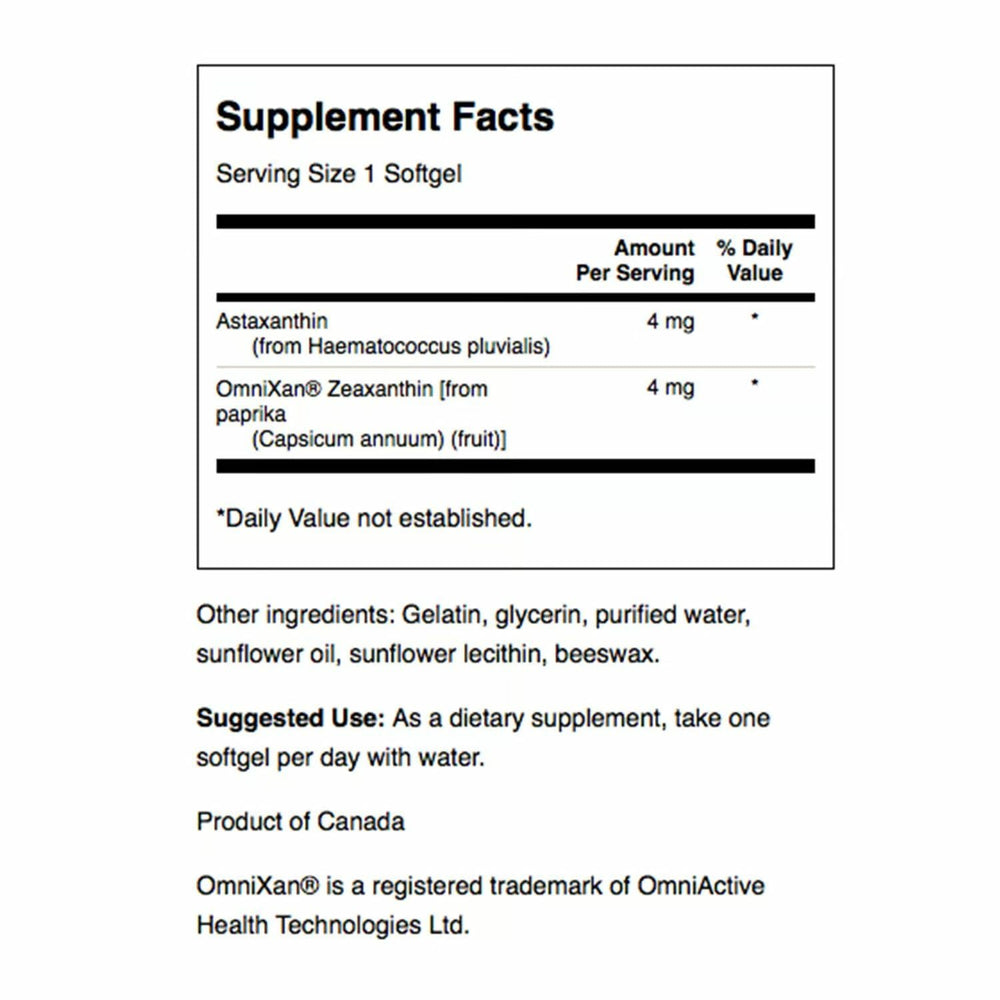 Swanson eye health softgels label emphasizing blue light protection