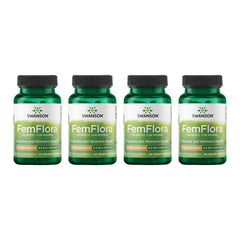 Swanson FemFlora bottle front highlighting the feminine probiotic formula for gut, oral, and vaginal support