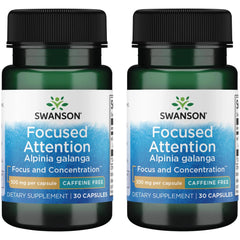 Swanson Focused Attention Alpinia Galanga bottle with caffeine-free formula for mental clarity