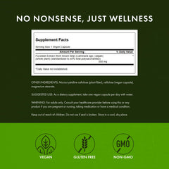 Swanson Fucoidan Extract bottle-label back showing GMP and third-party testing