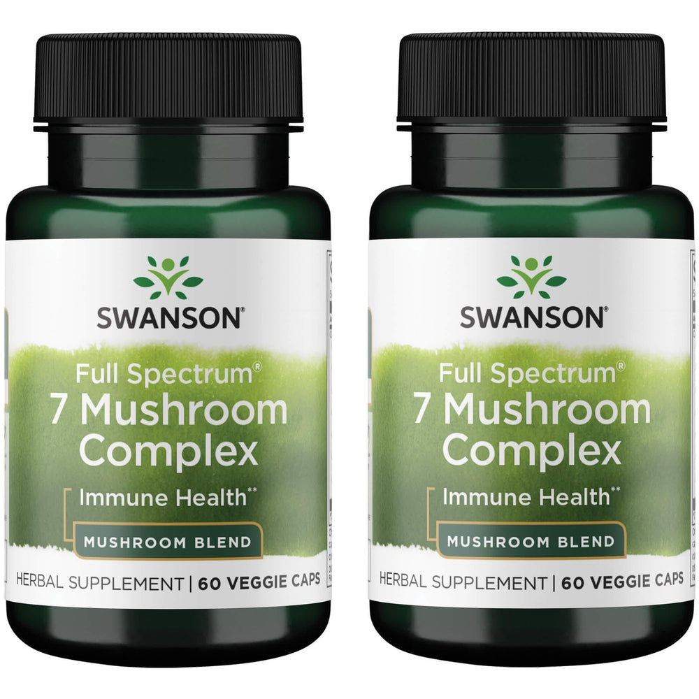 Swanson Full Spectrum 7 Mushroom Complex capsules close-up for daily wellness support