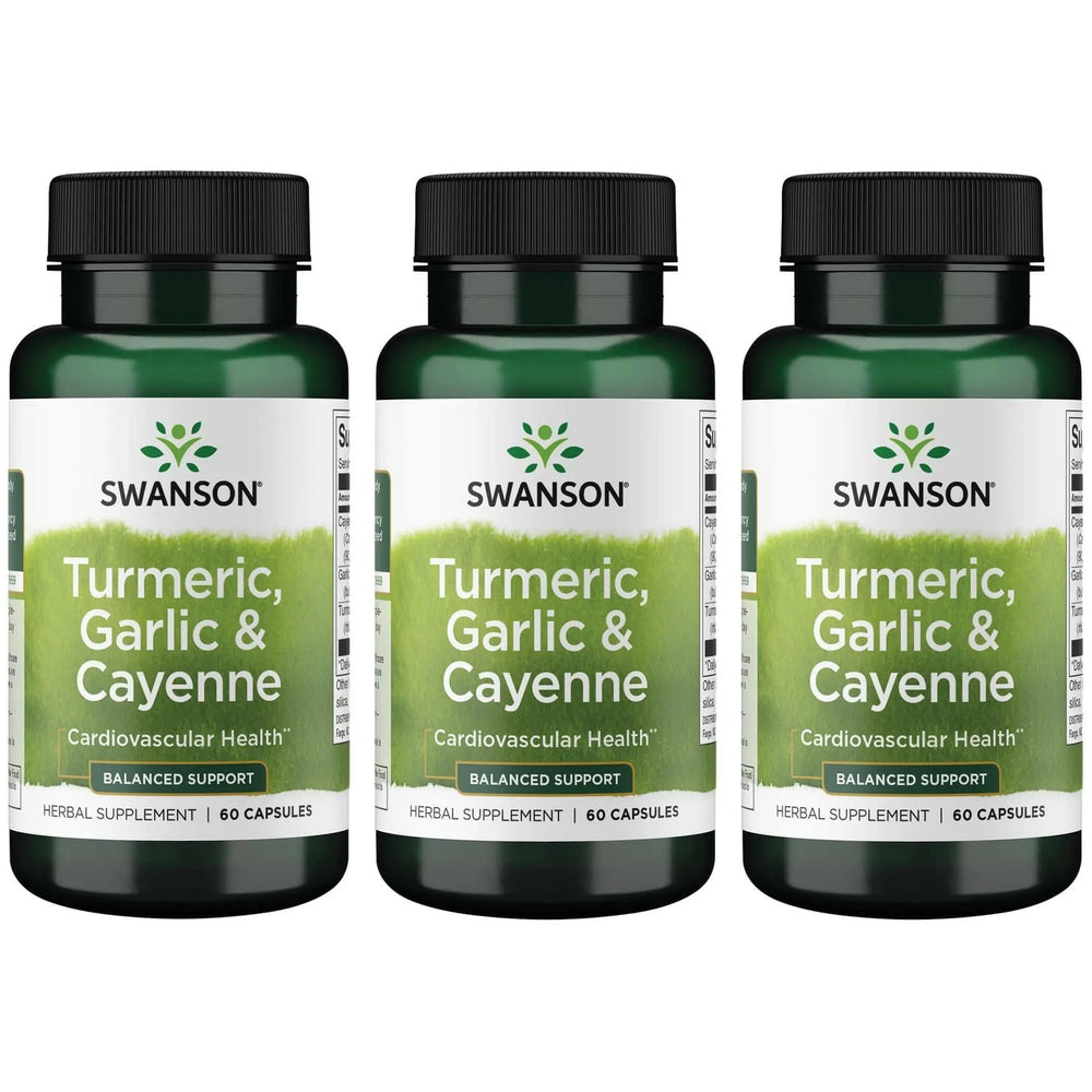 Swanson Full Spectrum Turmeric Garlic Cayenne bottle front for everyday wellness support.