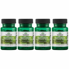 Swanson Genistein capsules in bottle highlight plant-based balance for daily use