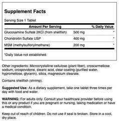 Swanson Glucosamine Chondroitin MSM label highlights a science-backed formula for joints.