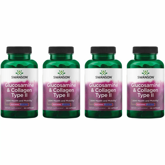 Swanson Glucosamine & Collagen Type II bottle for joint support.
