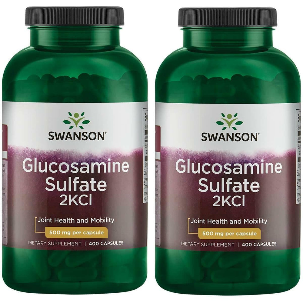 Swanson Glucosamine Sulfate 2KCl 500 mg bottle front may support joint comfort and mobility.