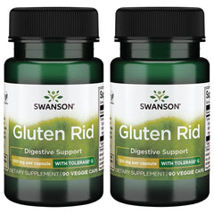 Swanson Gluten Rid tolerase G bottle with vegan capsules for gluten digestion support.