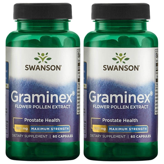 Swanson Graminex bottle-front shows easy daily prostate and urinary support.