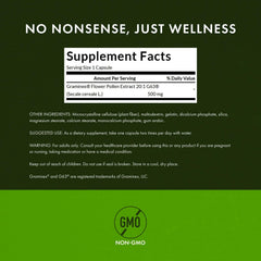Swanson Graminex flower pollen extract label detailing potency.