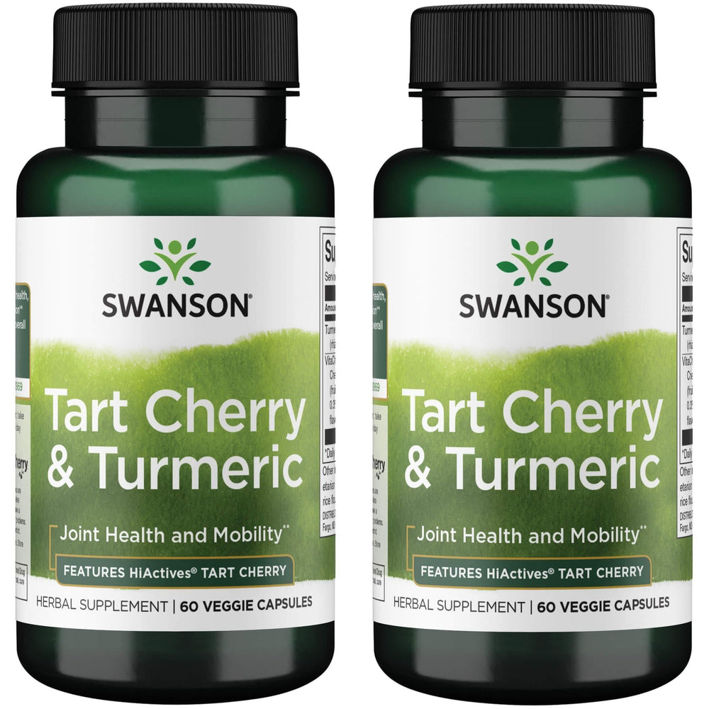 Swanson HIACTIVES Tart Cherry & Turmeric capsules for joint support and antioxidant wellness.