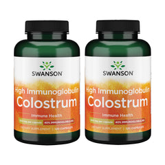 Swanson High Ig Colostrum bottle with capsules for daily immune support.