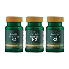 Swanson K2 softgels bottle showing calcium regulation support for bones and heart health