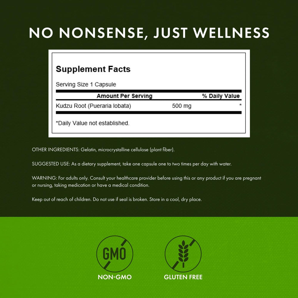 Swanson Kudzu Full Spectrum label close-up indicating purity and testing