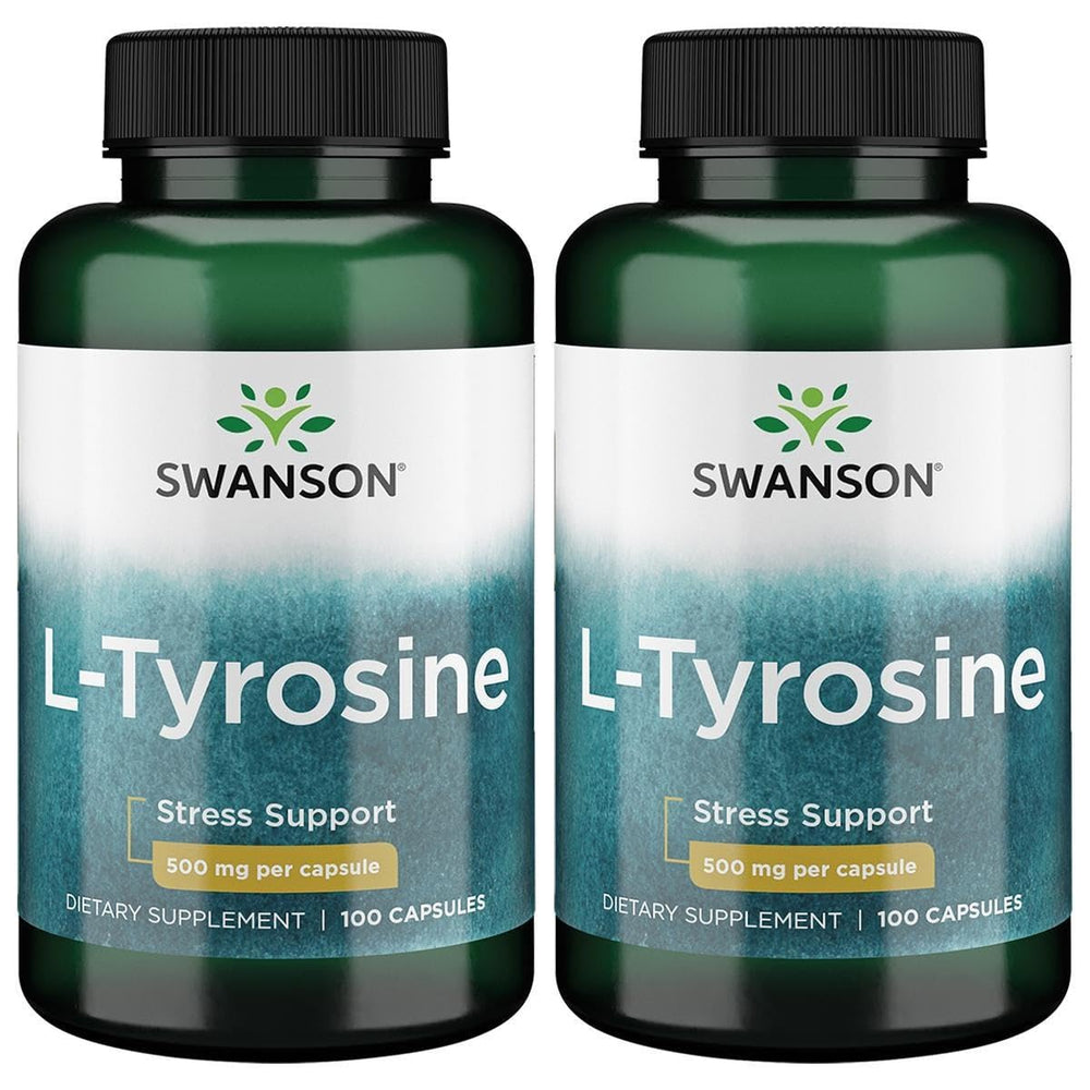 Swanson L-Tyrosine bottle with capsules supports focus and cognitive wellness