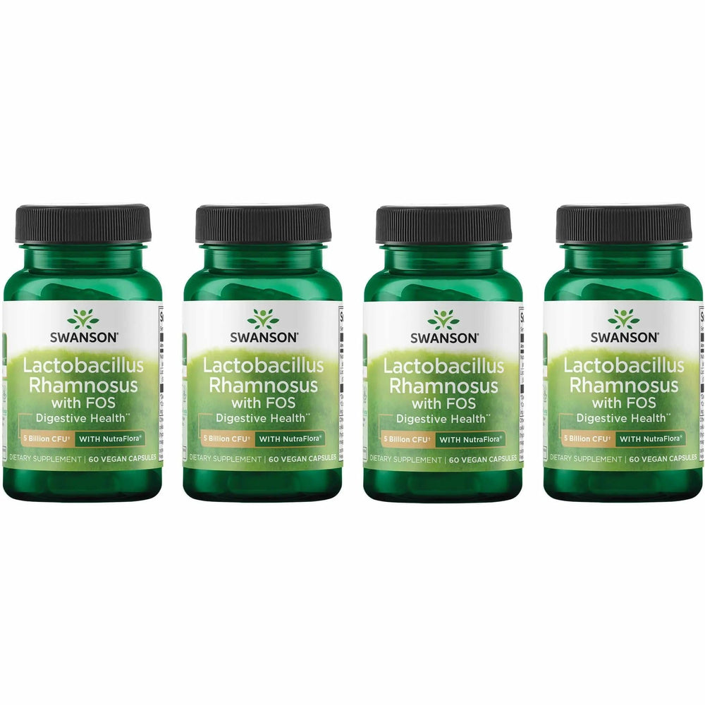 Swanson Lactobacillus Rhamnosus with FOS bottle highlighting probiotic formula for digestive support