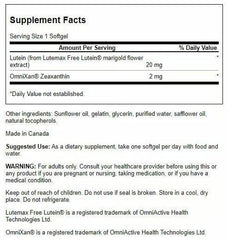 Swanson Lutein Zeaxanthin softgel capsules closeup illustrates convenient retina support.