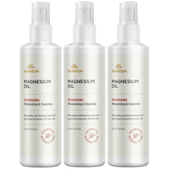 Swanson Magnesium Oil Spray bottle for muscle relief and skin nourishment with fast absorption.