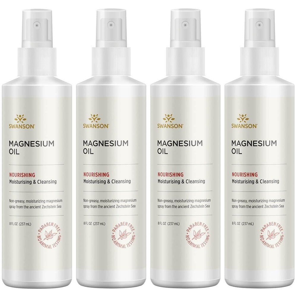 Swanson Magnesium Oil Spray Zechstein bottle for quick-absorbing skin application and cooling relief.