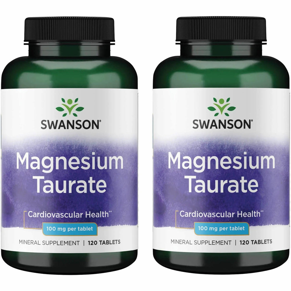 Swanson Magnesium Taurate bottle front showing trusted mineral supplement branding.