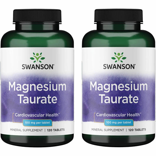 Swanson Magnesium Taurate bottle front showing trusted mineral supplement branding.