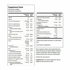 Swanson Multi Without Iron softgels close-up illustrating iron-free daily vitamin option.