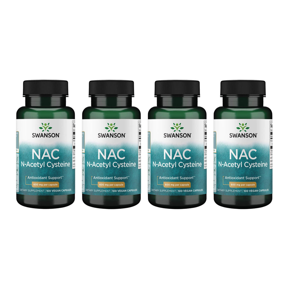 Swanson NAC bottle front view with 600 mg capsules for daily antioxidant support.