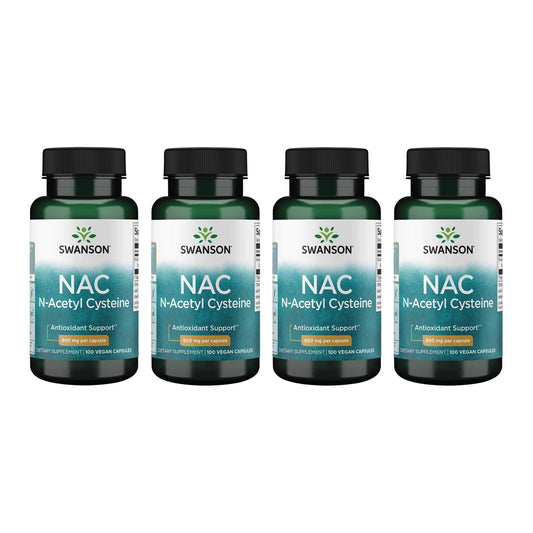 Swanson NAC bottle front view with 600 mg capsules for daily antioxidant support.