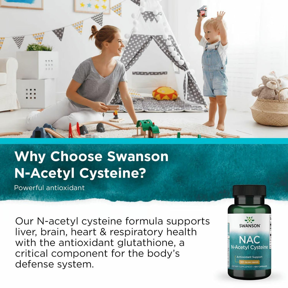 Swanson NAC bottle with label and quality marks communicates purity.