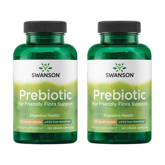 Swanson Prebiotic friendly flora bottle promoting digestive microflora support.