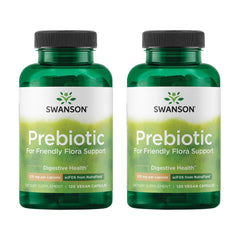 Swanson Prebiotic friendly flora bottle promoting digestive microflora support.