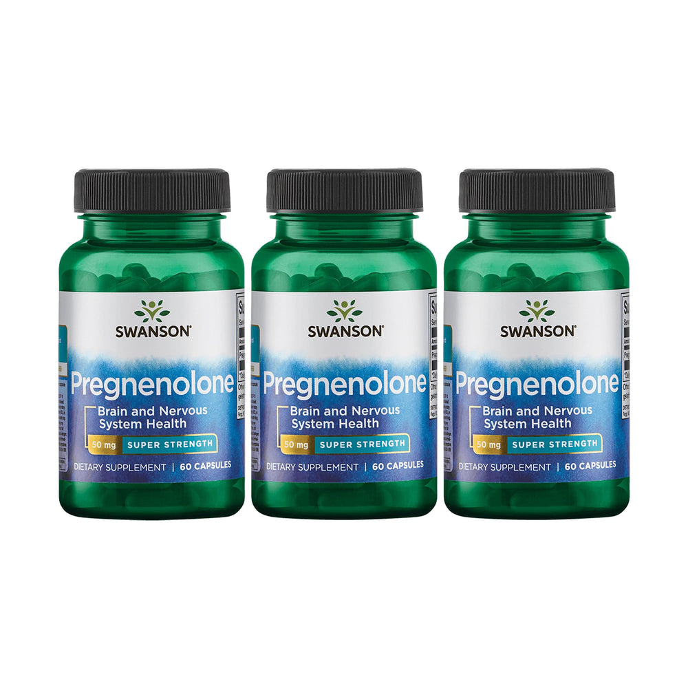 Swanson Ultra Pregnenolone bottle front view, 50 mg capsules for daily wellness