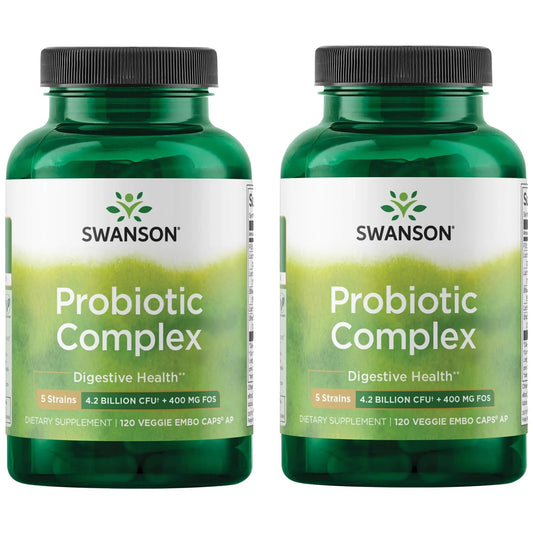 Swanson Probiotic Complex bottle-front promotes digestive health and comfort