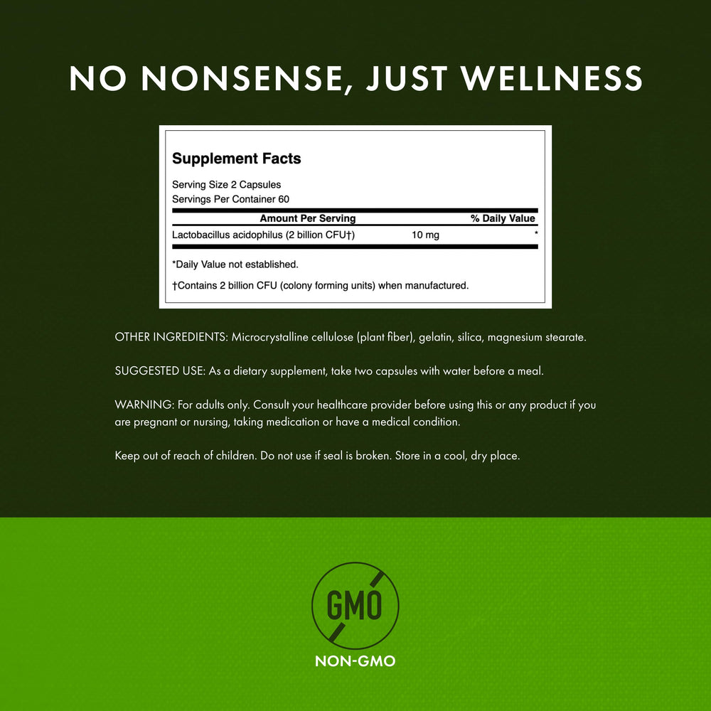 Swanson probiotic label front highlights natural formula and purity.
