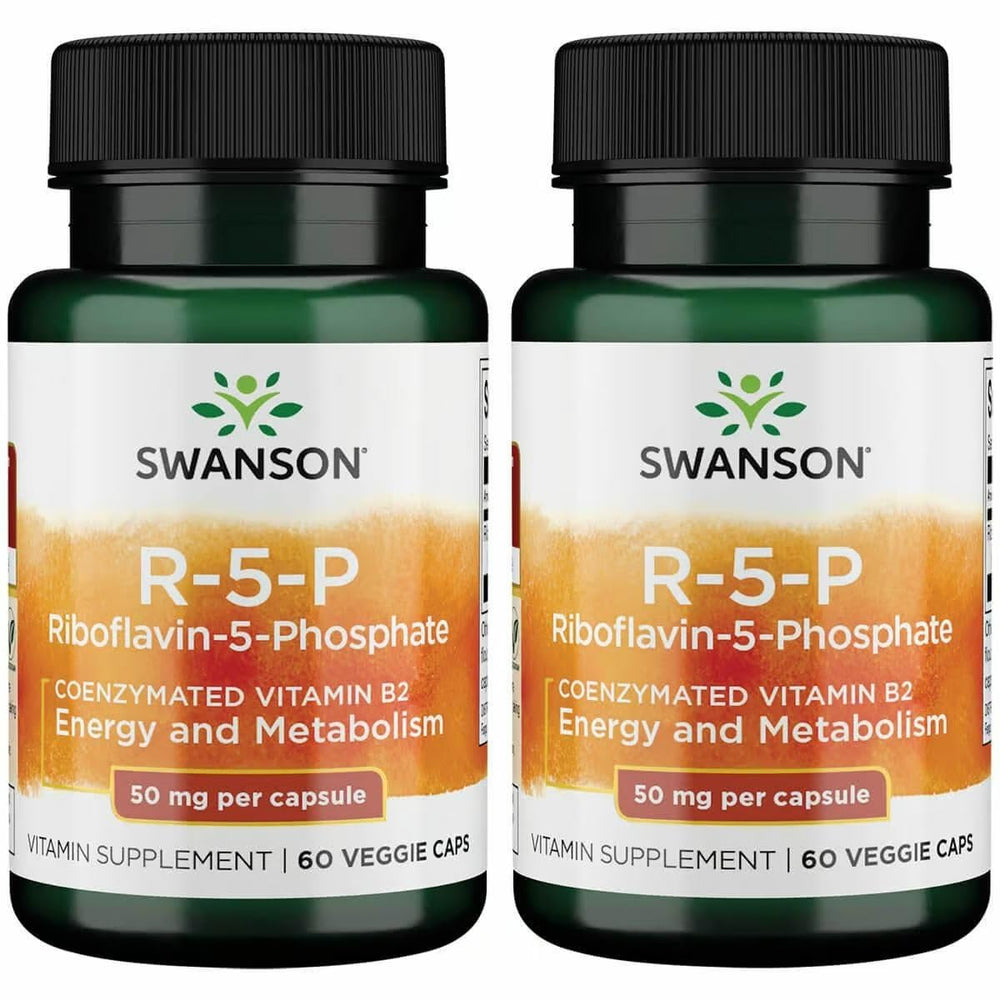 Swanson R-5-P bottle front with 2-pack label for daily energy support