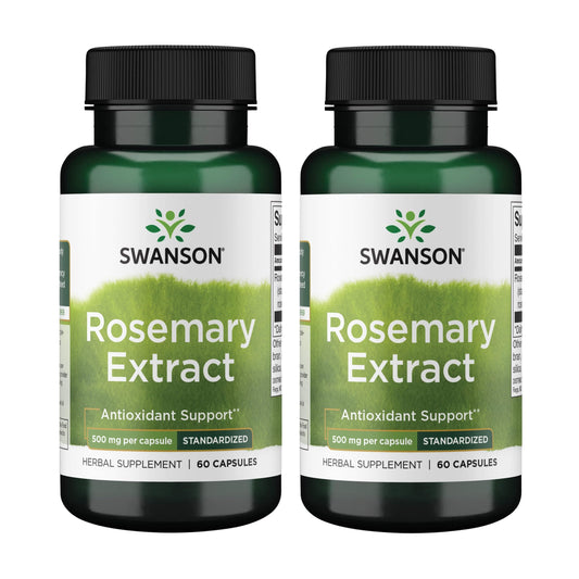 Swanson rosemary extract bottle close-up showing 500 mg strength for daily antioxidant support
